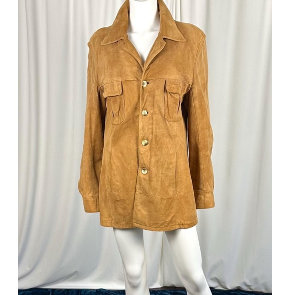 Vintage Men’s Suede Leather Shirt Jacket in Cognac Brown - Made in Canada - S/M - Picture 1 of 9